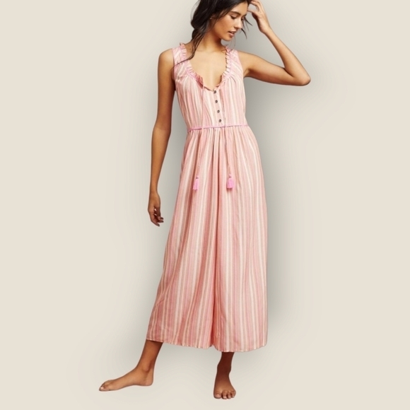 Anthropologie Pants - Anthropologie Cream, Orange & Pink Visayas Striped Jumpsuit - XS
